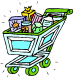 A full grocery cart (cartoon)